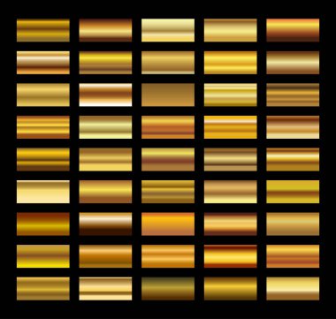 Çerçeve, kurdele, afiş, para ve etiket için altın gradyan arka plan vektör dokusu metalik çizimi. Gerçekçi, soyut, altın desenli, kusursuz bir desen. Zarif ışık ve parlak şablon