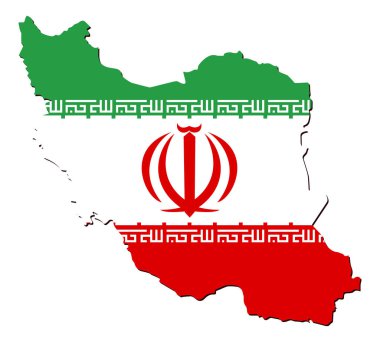 İran 'ın bayraklı vektör haritası. İzole, beyaz arkaplan