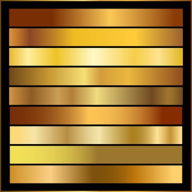 Altın arka plan doku vektör simge seamless modeli. Işık, gerçekçi, zarif, parlak, metalik ve altın gradyan illüstrasyon. Malzeme kafes. Tasarım kare, şerit, sikke, soyut