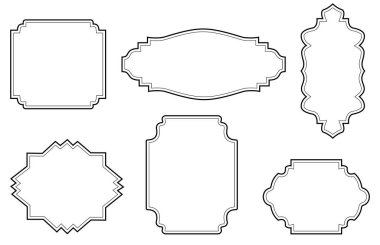 Çift vuruşlu basit çizgi çerçeveleri. Düzenlenebilir çizgi kalınlığıyla kolayca düzenlenebilir vektör kenarları. Metni süslemek için dikey boş şablon koleksiyonu. Selamlama ya da düğün çerçevesi.