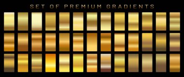 Altın gradyan krom folyo desen arkaplanını ayarlayın. vektör altın, bakır pirinç ve metal şablon.