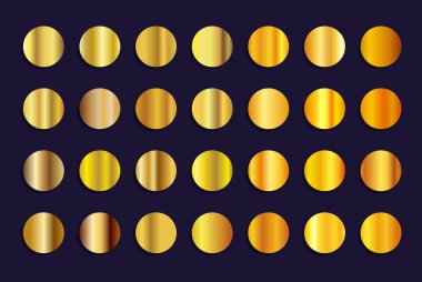 Çerçeve, kurdele, afiş, para ve etiket için altın gradyan vektör dokusu metalik çizimi. Gerçekçi, soyut, altın desenli, kusursuz bir desen. Zarif ışık ve parlak şablon