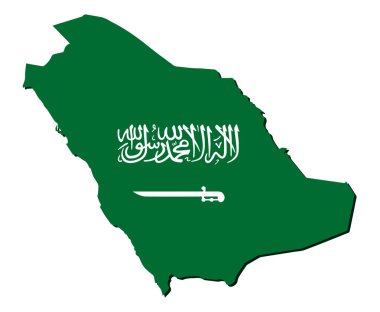 Ulusal Bayrak Dolu Suudi Arabistan Haritası