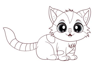 Kırmızı Kedi Boyama Sayfası Çocuklar İçin İzole Edildi