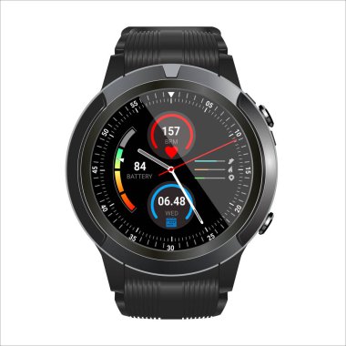 Akıllı kol saati izole, gerçekçi vektör çizimi.