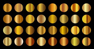 Altın metal çizilmiş krom folyo desenli vektör ikonu arka planı pankart, kurdele, etiket için ayarlandı. Altın grunge parlak gradyan tasarım koleksiyonu. Zarif ışık efekti şablonu