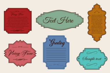 Eski etiketler ve etiket çerçeveleri ayarlandı. Düğün kartı, el yapımı ya da organik ürün ambalajı, kaliteli etiketler.