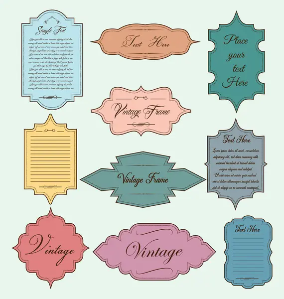 Eski etiketler ve etiket çerçeveleri ayarlandı. Düğün kartı, el yapımı ya da organik ürün ambalajı, kaliteli etiketler.