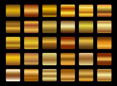 Altın metal çizilmiş krom folyo desenli vektör ikonu arka planı pankart, kurdele, etiket için ayarlandı. Altın grunge parlak gradyan tasarım koleksiyonu. Zarif ışık efekti şablonu