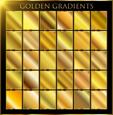 Altın arka plan doku vektör simge seamless modeli. Işık, gerçekçi, zarif, parlak, metalik ve altın gradyan illüstrasyon. Malzeme kafes. Tasarım kare, şerit, sikke, soyut