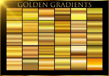 Altın arka plan doku vektör simge seamless modeli. Işık, gerçekçi, zarif, parlak, metalik ve altın gradyan illüstrasyon. Malzeme kafes. Tasarım kare, şerit, sikke, soyut