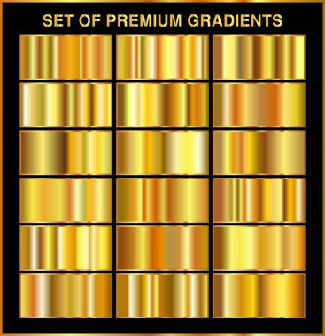 Altın arka plan doku vektör simge seamless modeli. Işık, gerçekçi, zarif, parlak, metalik ve altın gradyan illüstrasyon. Malzeme kafes. Tasarım kare, şerit, sikke, soyut