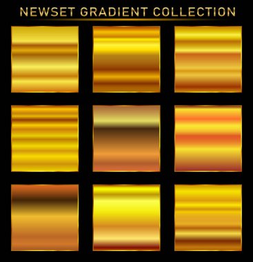 Altın arka plan doku vektör simge seamless modeli. Işık, gerçekçi, zarif, parlak, metalik ve altın gradyan illüstrasyon. Malzeme kafes. Tasarım kare, şerit, sikke, soyut