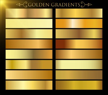 Altın arka plan doku vektör simge seamless modeli. Işık, gerçekçi, zarif, parlak, metalik ve altın gradyan illüstrasyon. Malzeme kafes. Tasarım kare, şerit, sikke, soyut