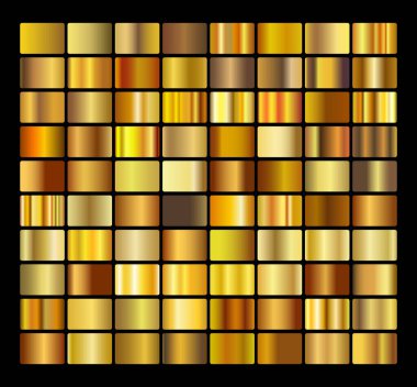 Çerçeve, kurdele, afiş, para ve etiket için altın gradyan arka plan vektör dokusu metalik çizimi. Gerçekçi, soyut, altın desenli, kusursuz bir desen. Zarif ışık ve parlak şablon