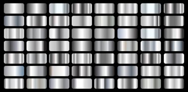 Gümüş koleksiyonu, krom metalik gradyan. Gümüş efektli parlak tabaklar..