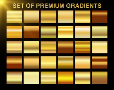 Altın arka plan doku vektör simge seamless modeli. Işık, gerçekçi, zarif, parlak, metalik ve altın gradyan illüstrasyon. Malzeme kafes. Tasarım kare, şerit, sikke, soyut