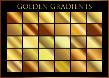 Altın arka plan doku vektör simge seamless modeli. Işık, gerçekçi, zarif, parlak, metalik ve altın gradyan illüstrasyon. Malzeme kafes. Tasarım kare, şerit, sikke, soyut