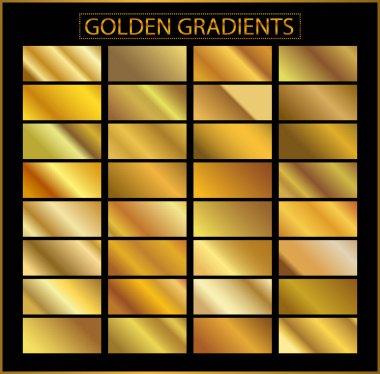 Altın arka plan doku vektör simge seamless modeli. Işık, gerçekçi, zarif, parlak, metalik ve altın gradyan illüstrasyon. Malzeme kafes. Tasarım kare, şerit, sikke, soyut