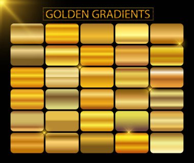 Altın arka plan doku vektör simge seamless modeli. Işık, gerçekçi, zarif, parlak, metalik ve altın gradyan illüstrasyon. Malzeme kafes. Tasarım kare, şerit, sikke, soyut