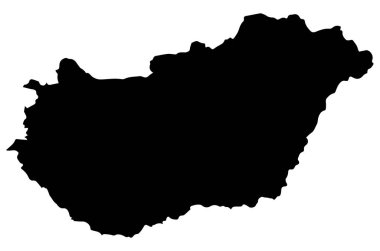 Macaristan coğrafi haritası. Siyah silueti boyaması kolay.