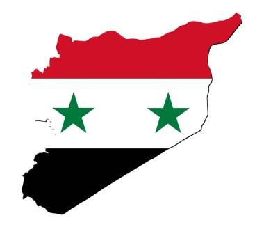 Suriye ve Suriye bayrağı haritası. Vektör illüstrasyonu.