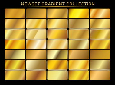 Altın arka plan doku vektör simge seamless modeli. Işık, gerçekçi, zarif, parlak, metalik ve altın gradyan illüstrasyon. Malzeme kafes. Tasarım kare, şerit, sikke, soyut