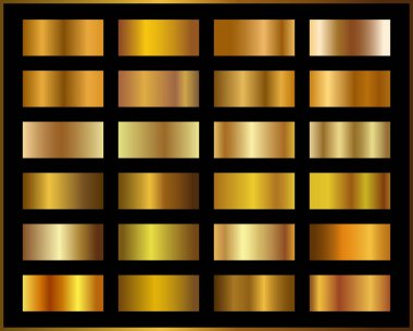 Çerçeve, kurdele, afiş, para ve etiket için altın gradyan arka plan vektör dokusu metalik çizimi. Gerçekçi, soyut, altın desenli, kusursuz bir desen. Zarif ışık ve parlak şablon