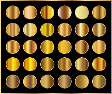 Çerçeve, kurdele, afiş, para ve etiket için altın gradyan arka plan vektör dokusu metalik çizimi. Gerçekçi, soyut, altın desenli, kusursuz bir desen. Zarif ışık ve parlak şablon