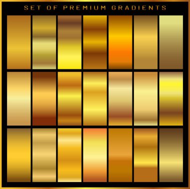 Altın arka plan doku vektör simge seamless modeli. Işık, gerçekçi, zarif, parlak, metalik ve altın gradyan illüstrasyon. Malzeme kafes. Tasarım kare, şerit, sikke, soyut