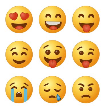 Küme beyaz arka plan üzerinde vektör illüstrasyon izole emoji emoticons,.