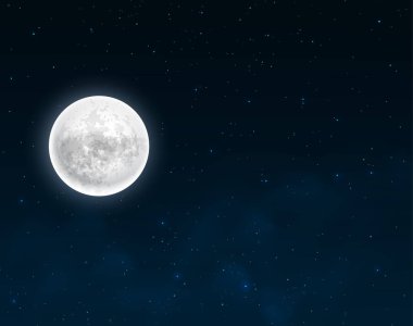 Dolunaylı gece gökyüzü.
