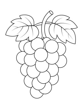 Çocuklar için Yapraklarla Üzüm Boyama Sayfası