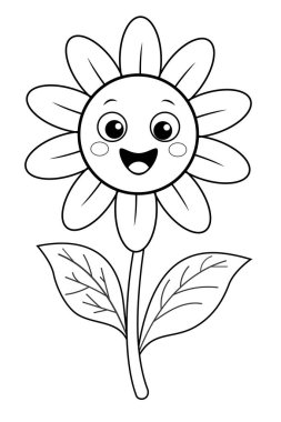 Çocuklar için Gülen Çiçek Renk Sayfası