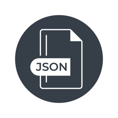 JSON Dosya Biçimi Simgesi. JSON uzantısı doldurulmuş simge.