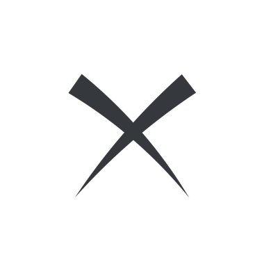 Çapraz ikon vektörü. Beyaz arkaplan üzerindeki simgeyi iptal et