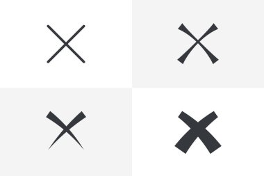 Çapraz simge kümesi vektörü. Beyaz arkaplanda izole edilmiş simgeyi kaldır, kapat, iptal et