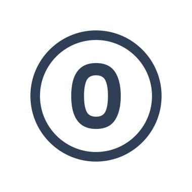 Çemberin içinde 0 Simge Numarası. İki Simge vektör illüstrasyonu