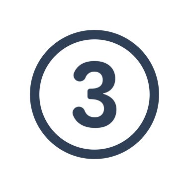 Çemberin içindeki 3 Simge Numarası. İki Simge vektör illüstrasyonu