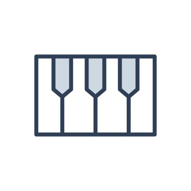 Piyano Simgesi Müzik Enstrümanı ikonu vektörü. Grand Piyano Sembol Sesi, müzik işareti çizgi vektör çizimi