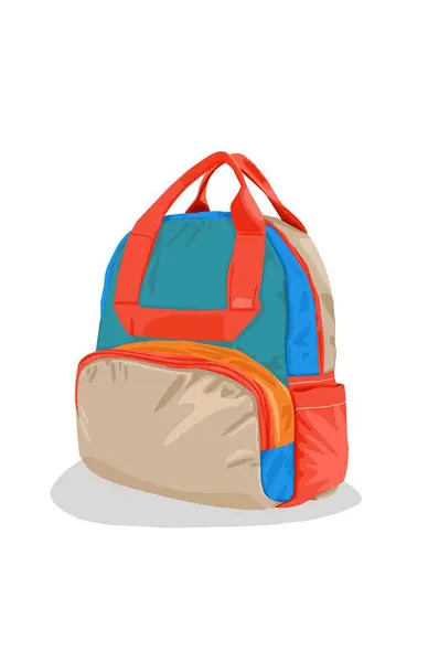 stock vector Ilustration of an orange and blue school backpack issolated on white