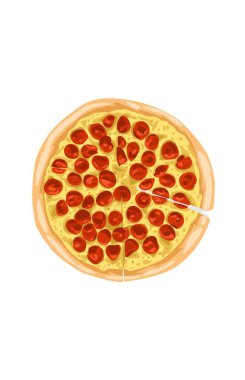 Beyaz arka planda peynirli pepperonili pizza. 