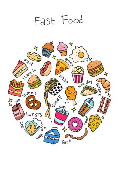Hazırlık okulu için fast food boyama sayfası