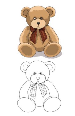 Çocuk anaokulu için kurdeleli Şirin Ayı Boyama sayfası