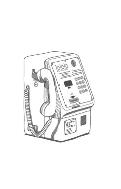 Siyah beyaz çizgili eski bir Japon ankesörlü telefonu.