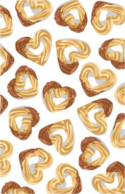 Beyaz arka planda çikolatalı leziz churros keki. 