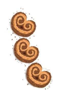 Kırıntılı lezzetli palmier kek. Yemek kurabiyeleri.