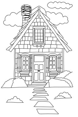 Siyah beyaz çizgiler. Çocuklar için klasik ev nesnesinin renklendirme sayfası