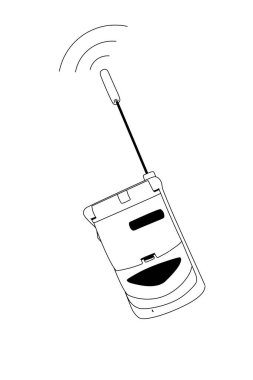 Katlanabilir cep telefonu siyah beyaz çizgi çizimi