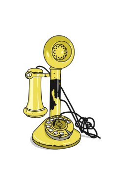 Klasik 18. yüzyıl sarı telefonu. Eski nesne haberleşme 